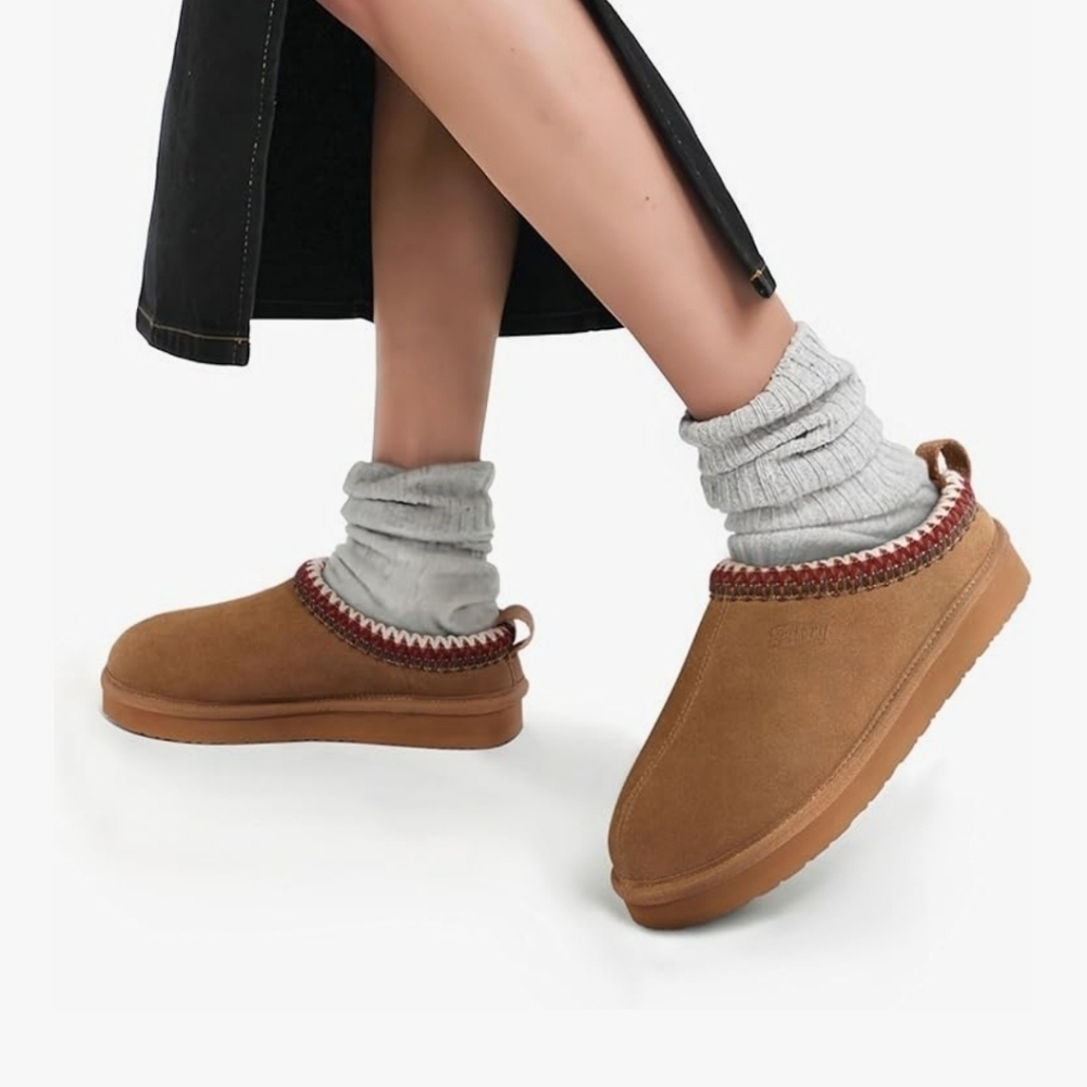 FITORY Women's Slipper Boots Shoes. Brown. Size 8. New.
